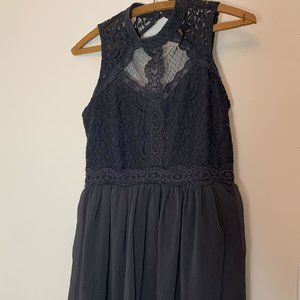 Xhilaration Gray Lace & Chiffon Dress - sz Small